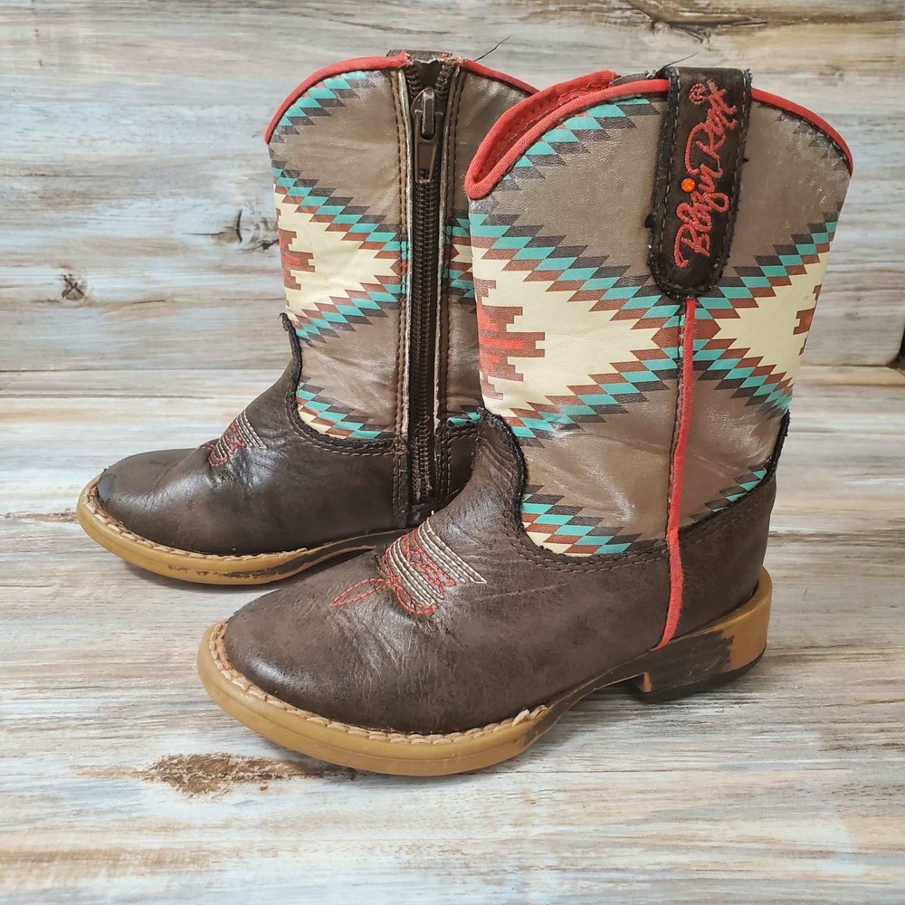 Blazin Roxx Toddler Cowboy Boots Aztec Print Brown Turquoise Size 7 4410702-07